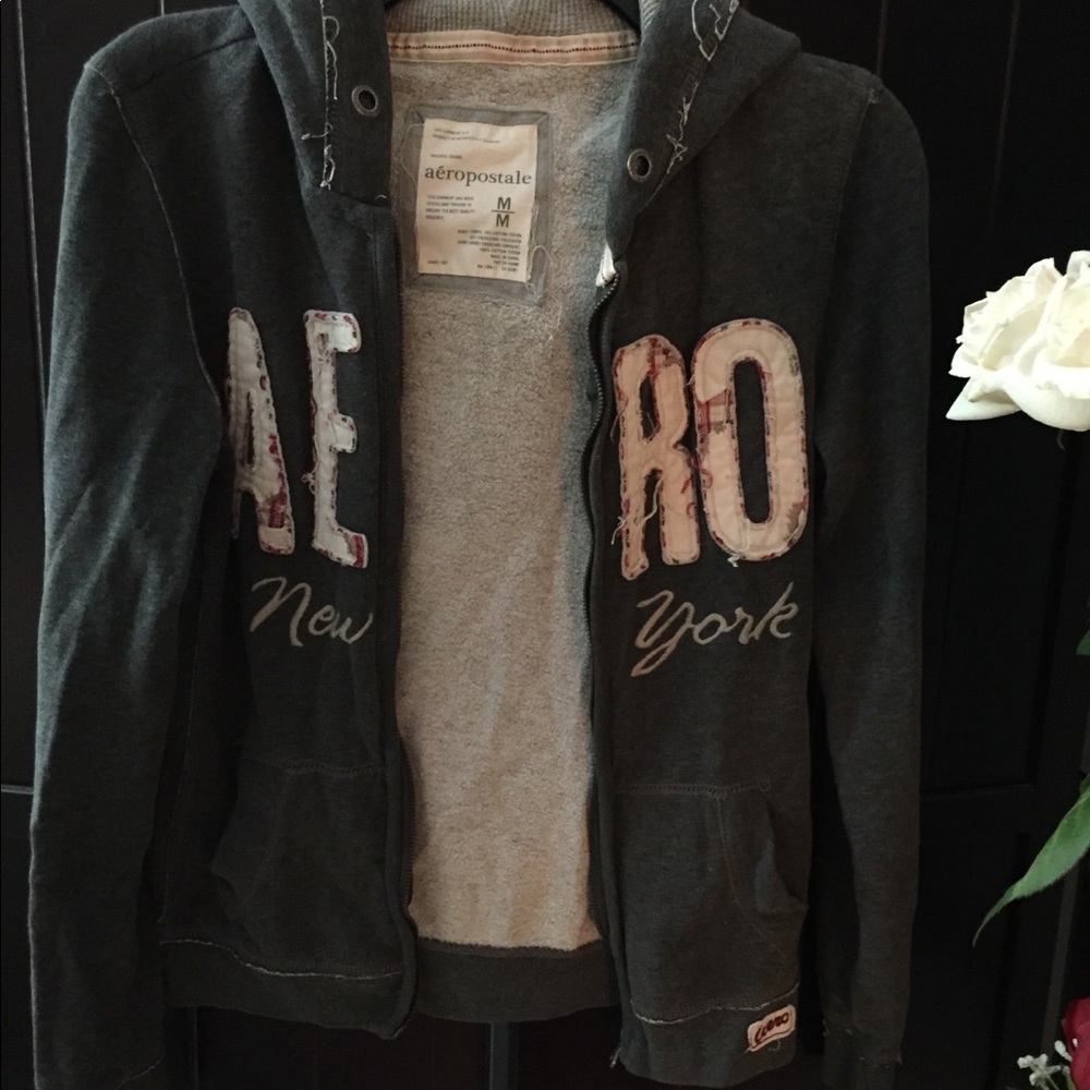 Aeropostale grey distressed jacket